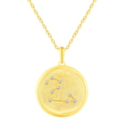 Zodiac Horoscope Sign Pendant Necklaces for Women Gold Plating Coin Disc Astrology Constellation 18 Inch Chain + 2in Extender LEO