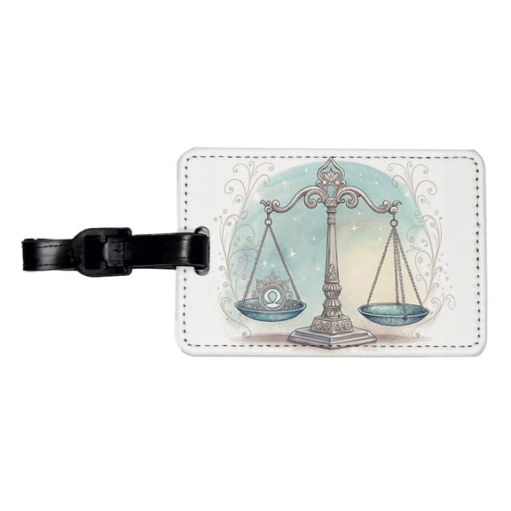 Zodiac Horoscope Symbol Libra Scales Faux Leather Travel Luggage Tag