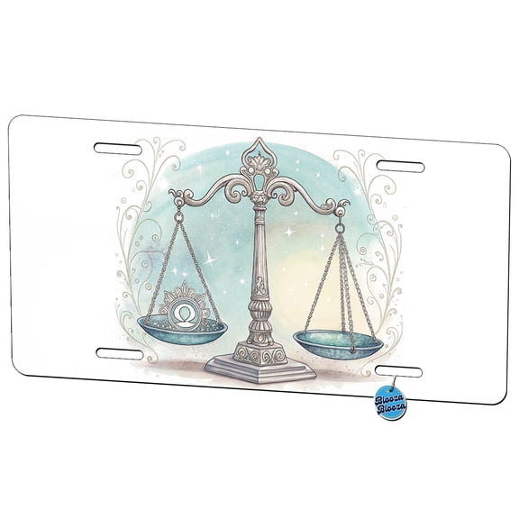 Zodiac Horoscope Symbol Libra Scales Metal Novelty License Plate