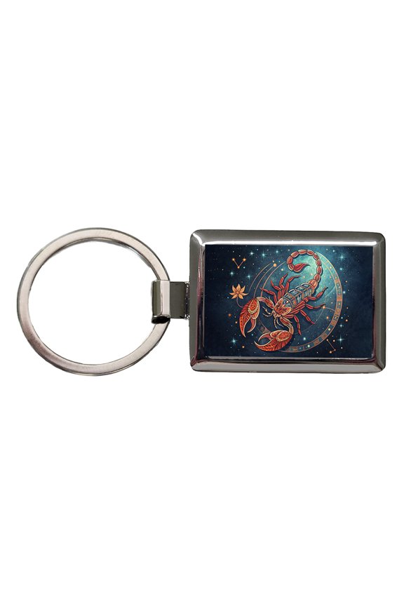 Zodiac Horoscope Symbol Scorpio Scorpion Metal Rectangle Keychain