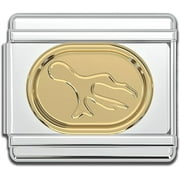 FABLINKS Zodiac Italian Charm, 9mm Gold Astrology Stainless Steel Bracelet Charm - Aquarius