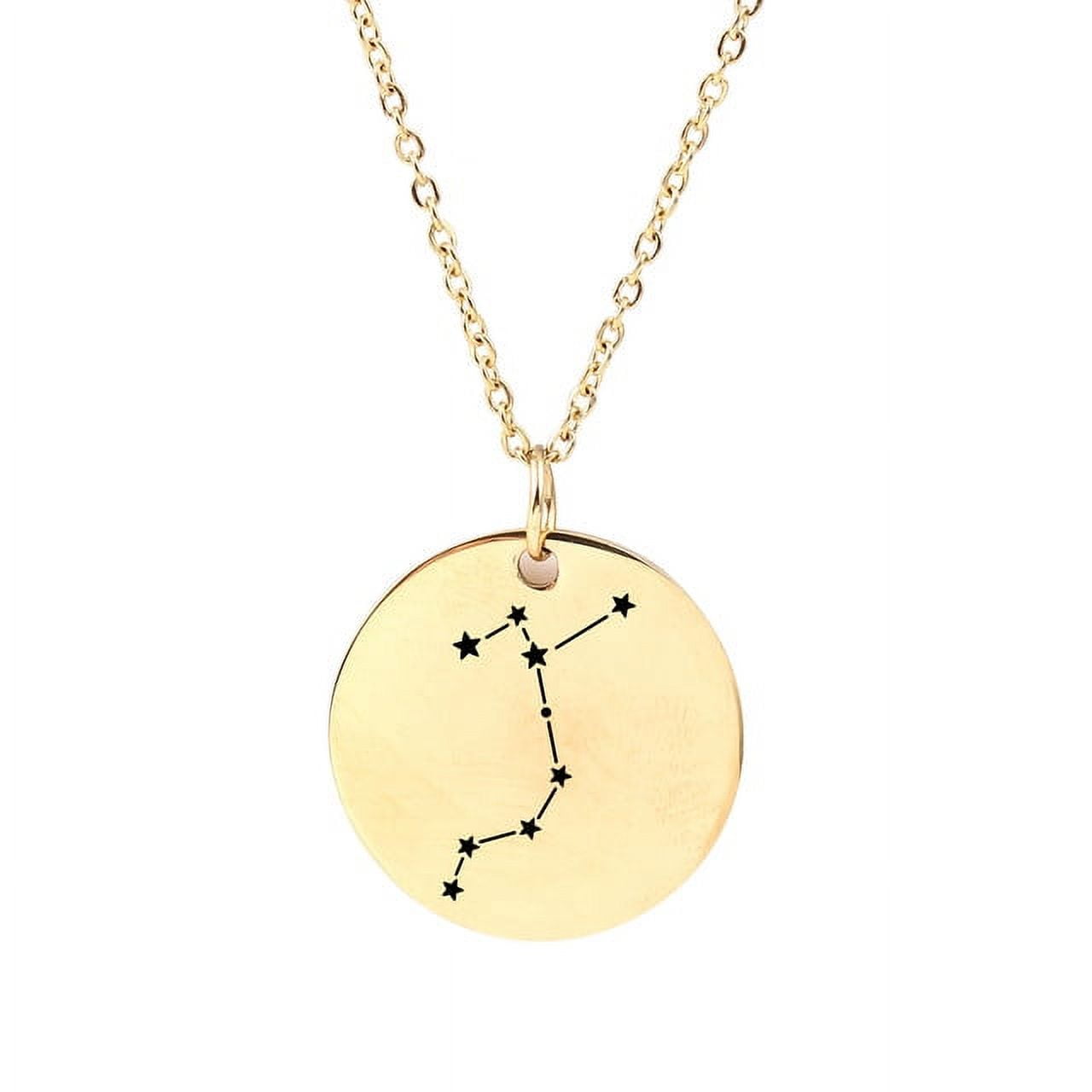 Zodiac Jewelry - Horoscope Constellation Necklace - Zodiac Birthday Gift with Back Can Engraved Name - Zodiac Gift for Girl
