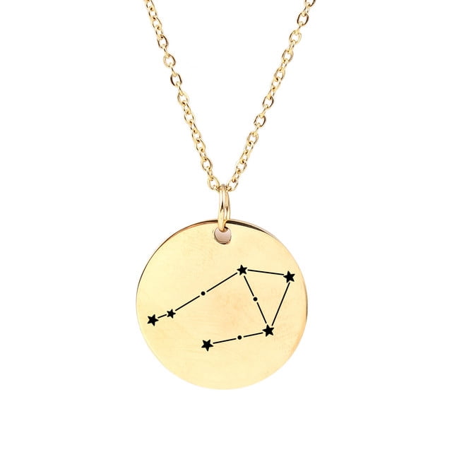 Zodiac Jewelry - Horoscope Constellation Necklace - Zodiac Birthday Gift with Back Can Engraved Name - Zodiac Gift for Girl