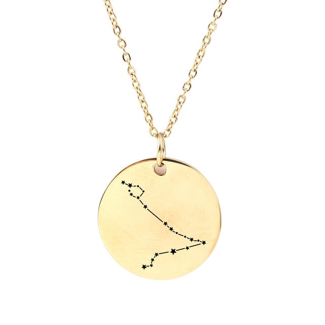 Zodiac Jewelry - Horoscope Constellation Necklace - Zodiac Birthday Gift with Back Can Engraved Name - Zodiac Gift for Girl