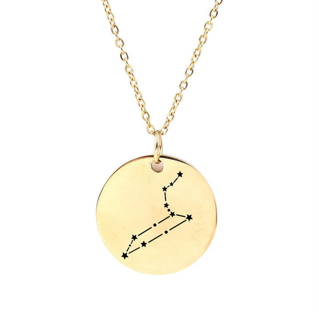 Zodiac Jewelry - Horoscope Constellation Necklace - Zodiac Birthday Gift with Back Can Engraved Name - Zodiac Gift for Girl