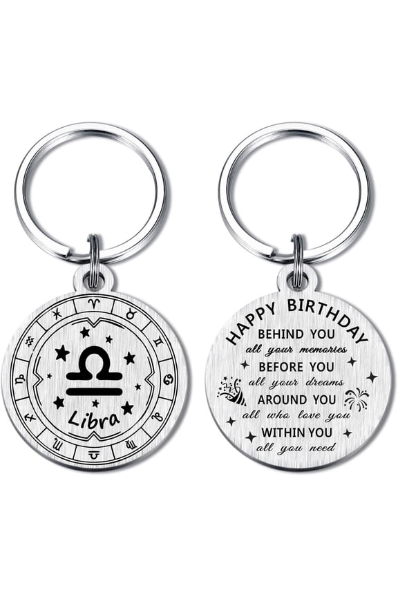 Zodiac Keychain - 12 Constellations Birthday Gifts for Men Women - Virgo Libra Scorpio Sagittarius Bday Keyring