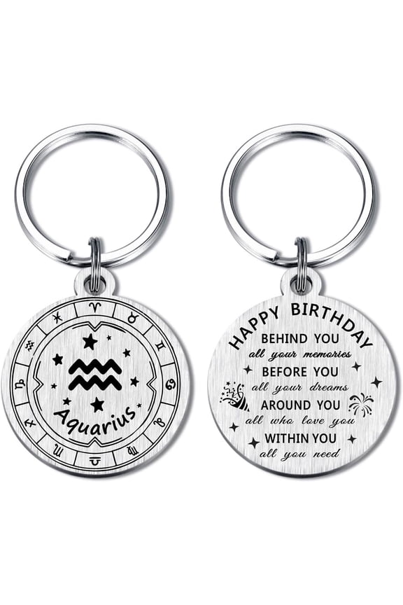 Zodiac Keychain - 12 Constellations Birthday Gifts for Men Women - Virgo Libra Scorpio Sagittarius Bday Keyring