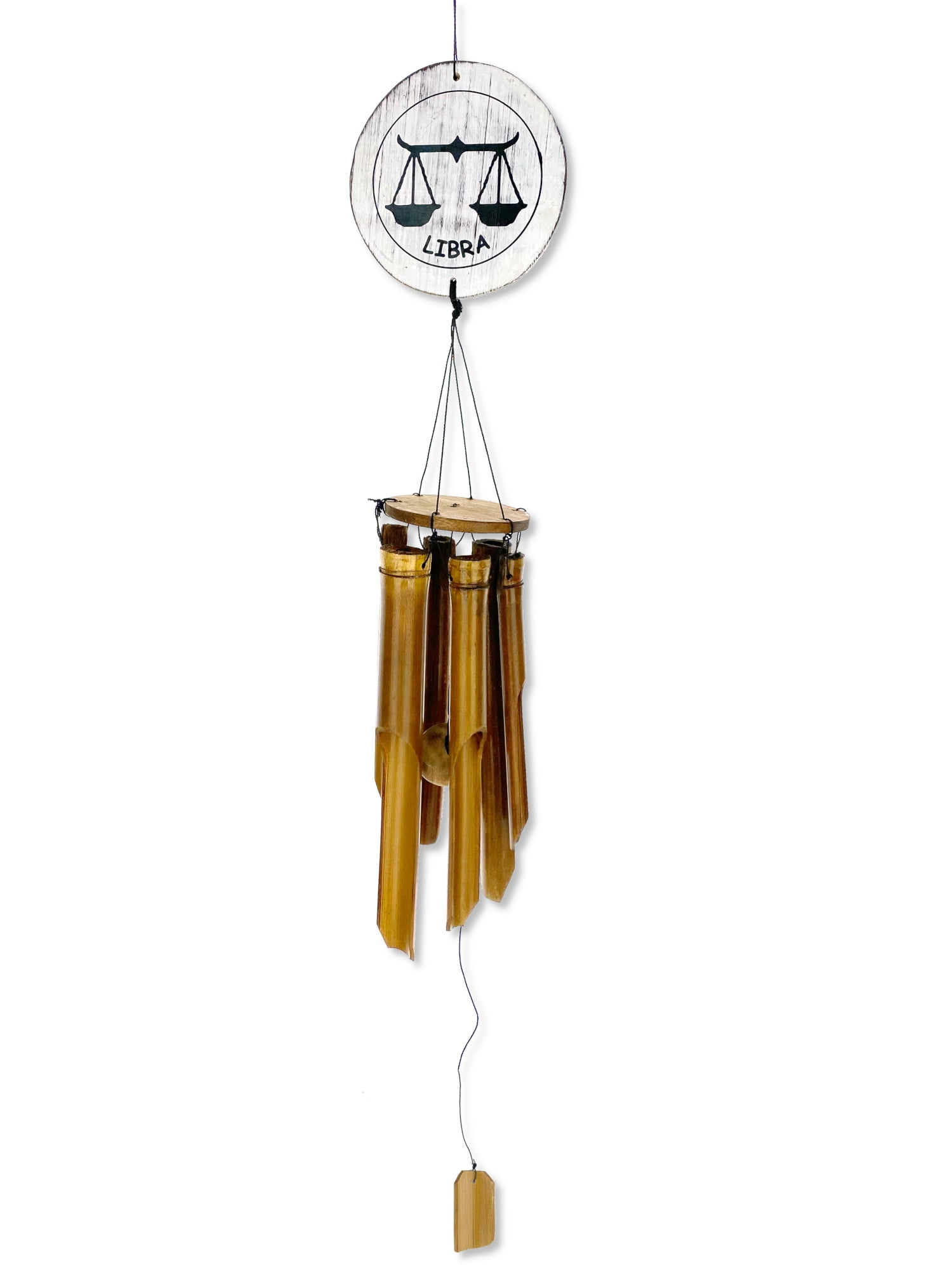 Zodiac Libra Bamboo Wind Chime - 41" Indoor Outdoor Hanging Home Décor