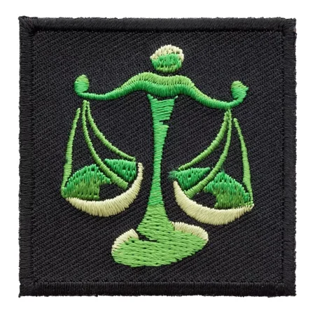 Zodiac Libra Green Balancing Scales Patch, Astrology Sign Patches