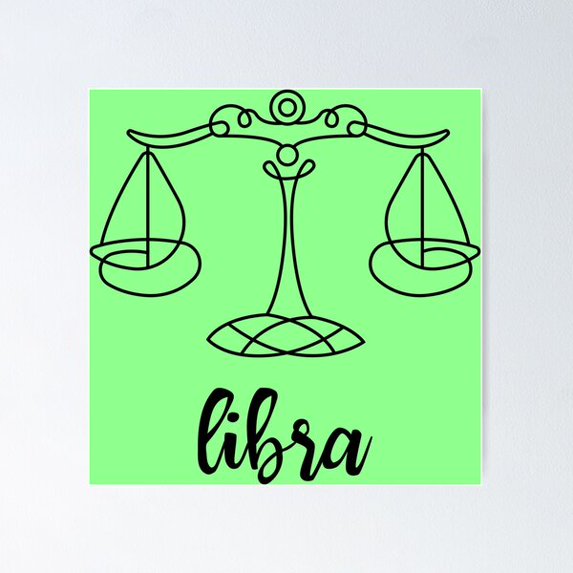 Zodiac Line Art: Libra Poster Wall Art, Modern Wall Decor For Living Room Bedroom, 17x17 UNFRAMED