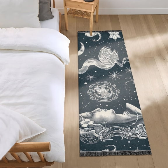 Zodiac Moon Girl Sun Runner Area Rug 2x6 Soft Non-Slip Washable Bedside Carpet for Hallway Bedroom Living Room Home Decor