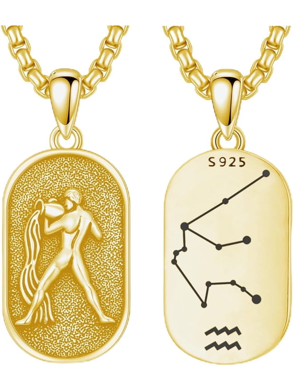Zodiac Necklace 925 Sterling Silver Constellation Necklace Zodiac Sign Necklaces Horoscope Jewelry Christmas Birthday Astrology Gifts for Women Men Unisex