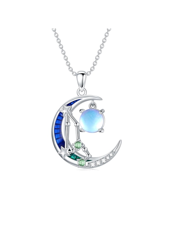 Zodiac Necklace LEO Necklace with Peridot Birthstone Moonstone Constellation Pendant Astrology Jewelry August Birthday Gifts for Women