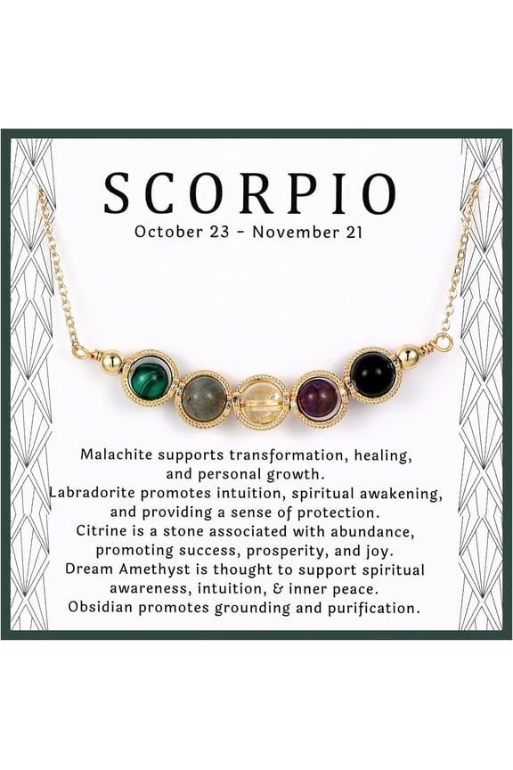 Zodiac Necklaces for Women, Natural Healing Crystal Zodiac Necklace Gifts Handmade Gemstone Beads Choker Necklace for Women Spiritual Astrology Jewelry Birthday Gifts[q2855]