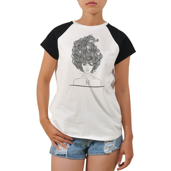Zodiac Pisces Hand Drawn Printed 100% Cotton Short Sleeves T- Shirt WTS_04 S