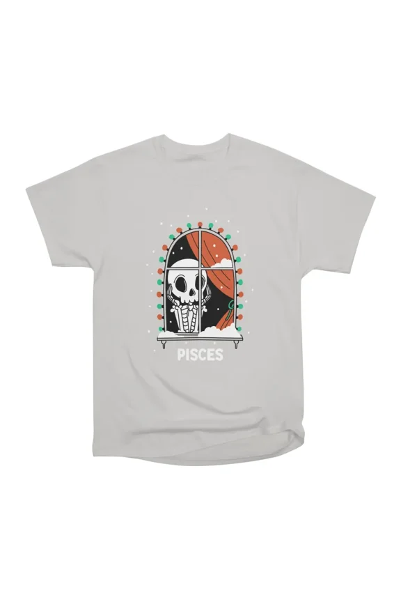 Zodiac Pisces Skelly T-Shirt Tee Gift For Him Merch For Her Apparel For Friend
