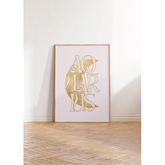 Zodiac Poster Zodiac Air Poster Wall Art Aquarius Sun Moon Rising Poster Wall Art Aesthetic Celestial Golden Poster Planet Constellation, Size 24x36 UNFFRAMED F03.1.7l2898