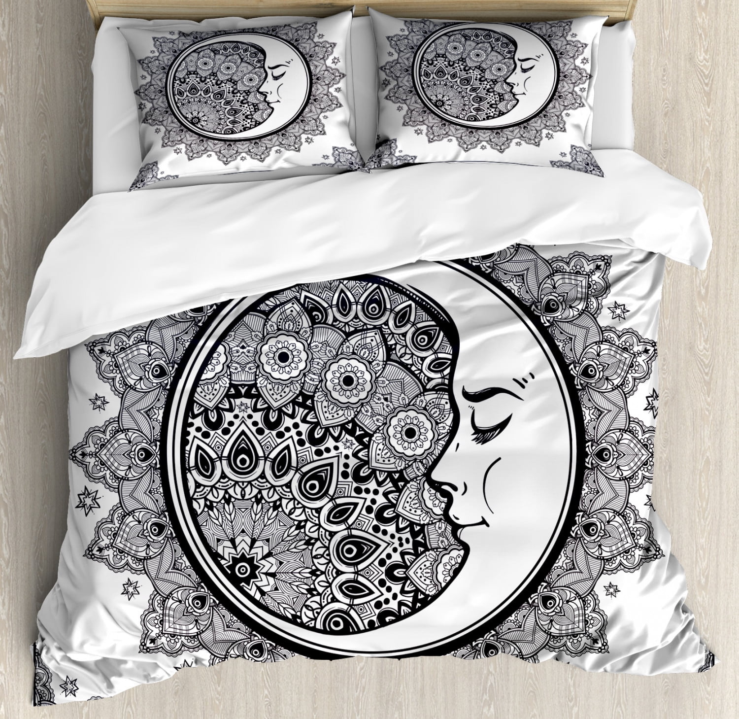 Curated visual reference: Picture Idea: Zodiac Queen Size Duvet Cover Set Intricate Boho Ethnic Mandala