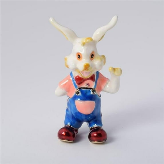 Zodiac Rabbit Enamel Painted Trinket Box with Austrian Crystals