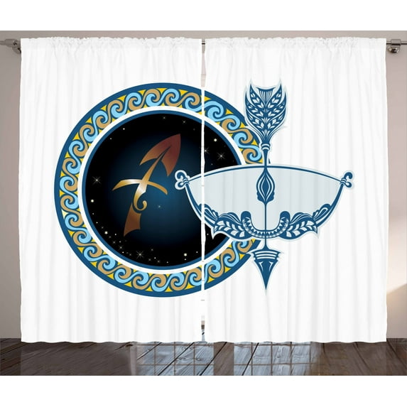 Ambesonne Sagittarius Curtains 2 Panel Set, Bow Arrow, 108" x 96", Multicolor