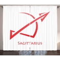 thumbnail image 1 of Zodiac Sagittarius Curtains 2 Panels Set, Simplistic Minimalist Horoscope Pattern with Curved Stripes Zodiac, Window Drapes for Living Room Bedroom, 108W X 63L Inches, Dark Coral White, by Ambesonne, 1 of 3