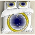 thumbnail image 1 of Zodiac Sagittarius Queen Size Duvet Cover Set, Constellation Pattern with Stars Zodiac Horoscope Themed Illustration, Decorative 3 Piece Bedding Set with 2 Pillow Shams, Multicolor, by Ambesonne, 1 of 3