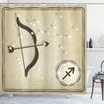 thumbnail image 1 of Zodiac Sagittarius Shower Curtain, Hand Drawn Constellation with Silhouette of a Bow and Arrow, Fabric Bathroom Set with Hooks, 69W X 70L Inches, Eggshell Dark Taupe, by Ambesonne, 1 of 3