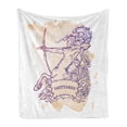 thumbnail image 1 of Zodiac Sagittarius Soft Flannel Fleece Blanket, Roses and Long Haired Centaur Archer on Stained Grunge Background, Cozy Plush for Indoor and Outdoor Use, 50" x 70", Beige and Purple, by Ambesonne, 1 of 5