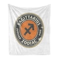 thumbnail image 1 of Zodiac Sagittarius Soft Flannel Fleece Throw Blanket, Zodiac Themed Logo Design Jupiter Grunge Image, Cozy Plush for Indoor and Outdoor Use, 70" x 90", Dark Taupe Orange Beige, by Ambesonne, 1 of 5