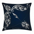 thumbnail image 1 of Zodiac Sagittarius Throw Pillow Cushion Cover, Hand Drawn Bow Arrow Motif with Leaves Flowers Astrology Sign, Decorative Square Accent Pillow Case, 20 X 20 Inches, Dark Blue and Grey, by Ambesonne, 1 of 2