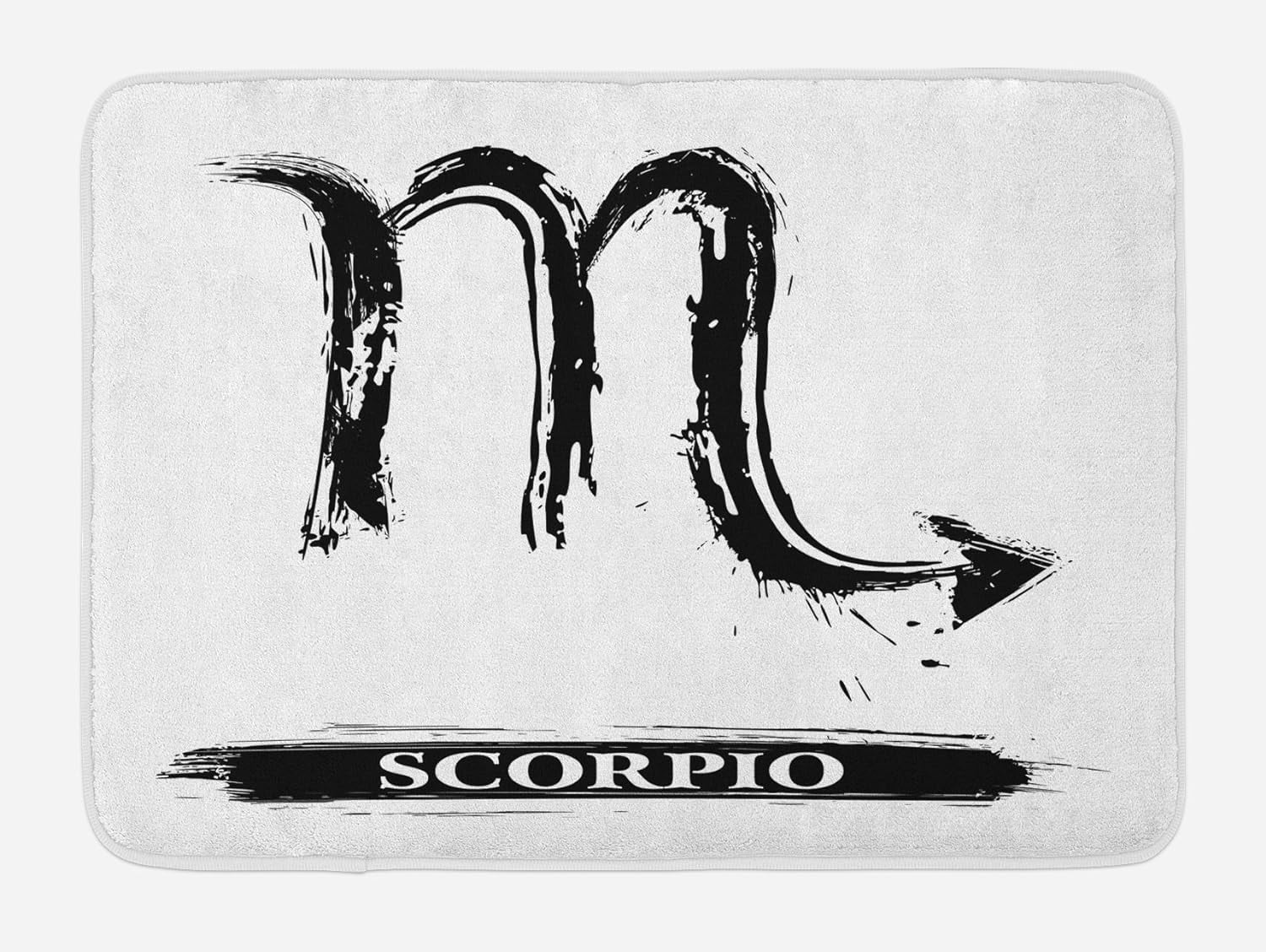 Zodiac Scorpio Bath Mat, Brushstroke Sign in Hand Painted Style Birth