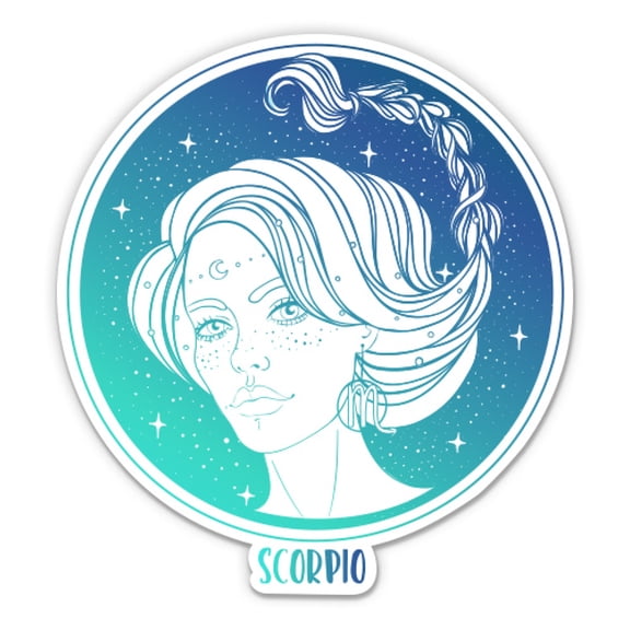 Zodiac Scorpio Pretty - 3" Vinyl Sticker - For Car Laptop Water Bottle Phone - Waterproof Decal