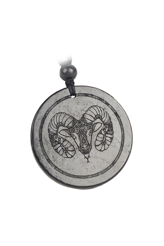Zodiac Shungite Pendant Necklace - Natural Healing Stone with Engraved Constellation Symbol for Astrology Lovers (Taurus)