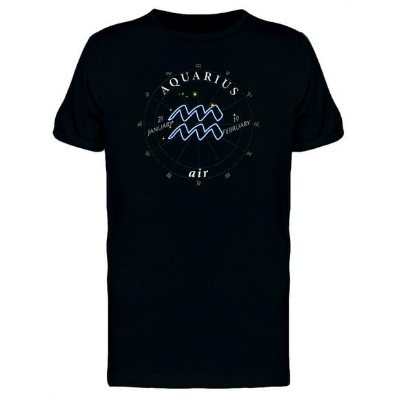 Zodiac Sign Aquarius Air T-Shirt Men -Image by Shutterstock, Male 4X-Large