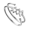 thumbnail image 1 of Zodiac Sign Aquarius Ring 925 Sterling Silver Adjustable Band Women January February Birthday Gift Celestial Constellation Jewelry Juwaliy, 1 of 7