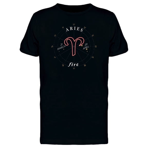 Zodiac Sign Aries Fire T-Shirt Men -Image by Shutterstock, Male Large