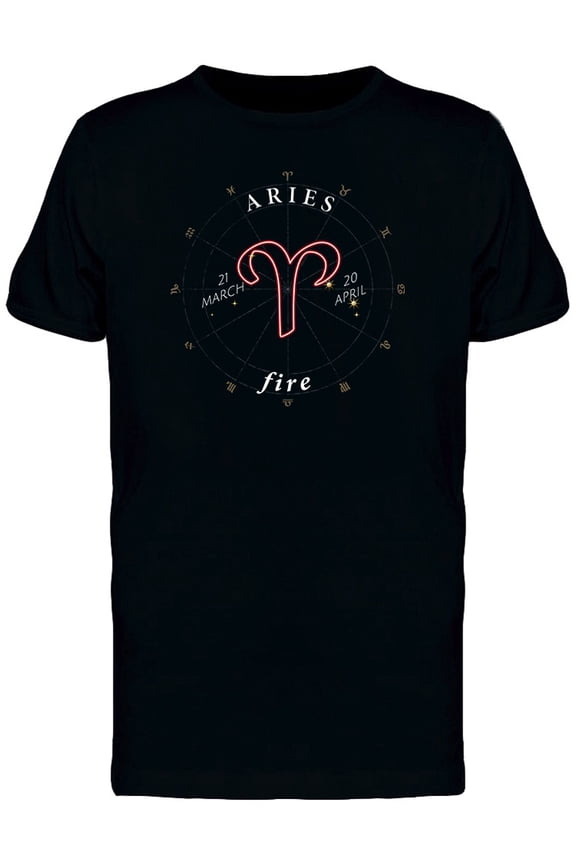 Zodiac Sign Aries Fire T-Shirt Men -Image by Shutterstock, Male Small