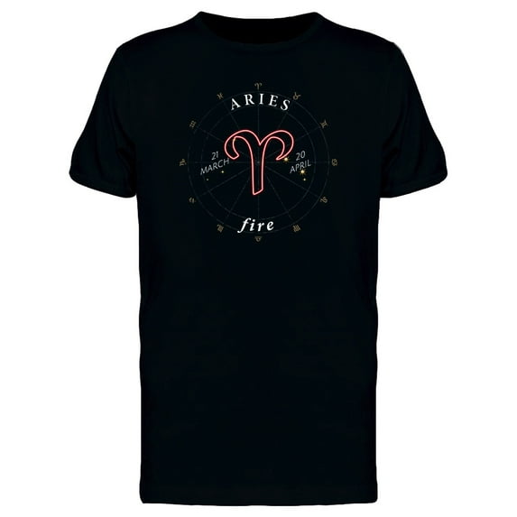 Zodiac Sign Aries Fire T-Shirt Men -Image by Shutterstock, Male Small