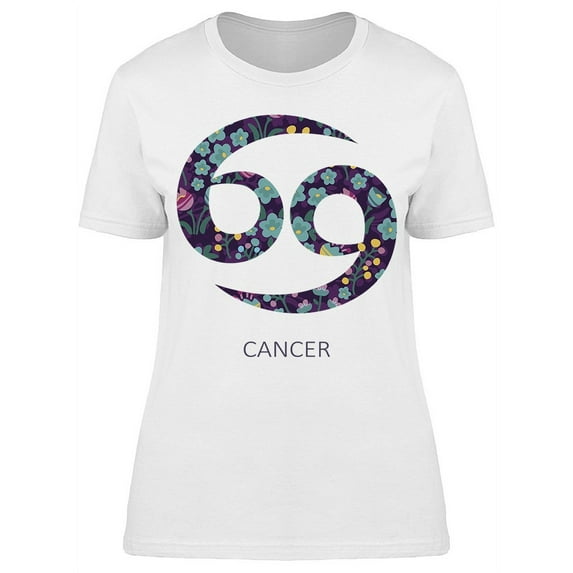 Zodiac Sign Cancer Floral T-Shirt Women -Image by Shutterstock, Female XX-Large