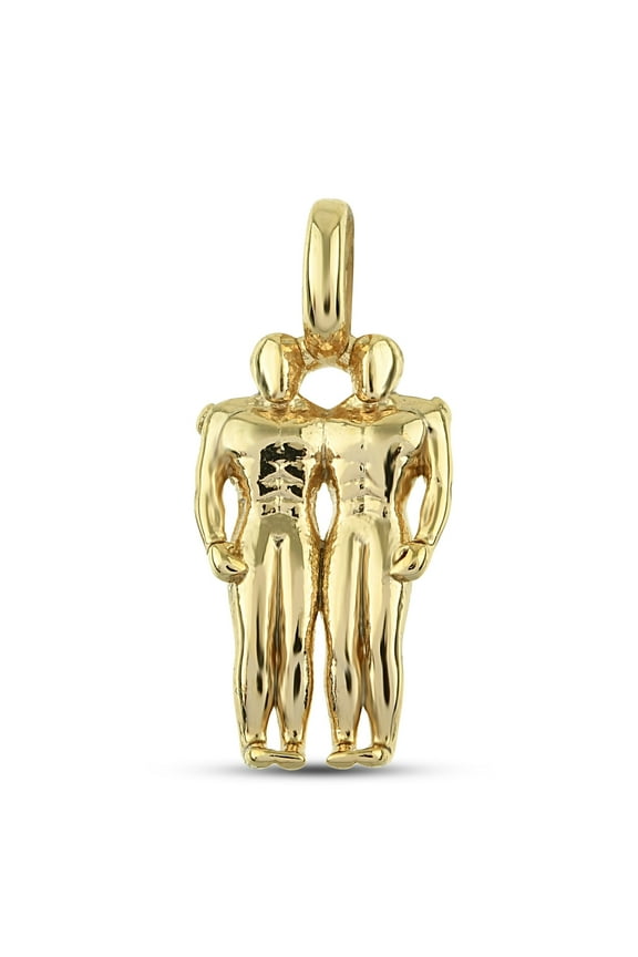 Zodiac Sign Charm, Gemini Twins - Gold Plated Astrology Charm, Horoscope Charm, Yellow Gold Charm for Bracelet, Necklace - Mini Gold Zodiac Pendant