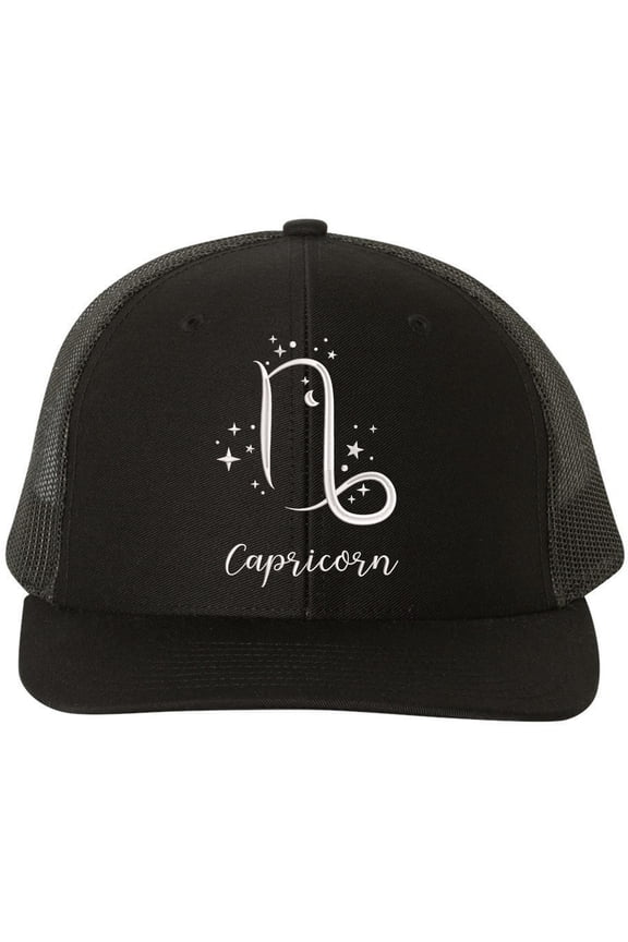 Zodiac Sign Embroidered Trucker Hat | Adjustable Unisex Mesh Back Cap with 12 Astrology Designs | Horoscope Symbol Headwear for Men & Women