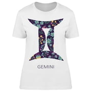Zodiac Sign Gemini Floral T-Shirt Women -Image by Shutterstock, Female Large