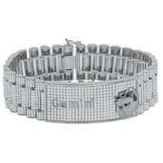 Zodiac Sign Gemini Twins 14K White Gold Finish Simulated Diamond Mens Bracelet 8.5