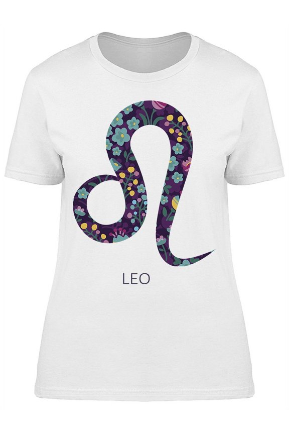 Zodiac Sign Leo Floral Pattern T-Shirt Women -Image by Shutterstock, Female Small