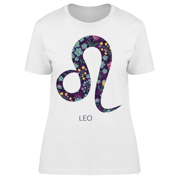 Zodiac Sign Leo Floral Pattern T-Shirt Women -Image by Shutterstock, Female Small
