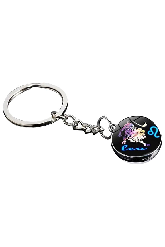 Zodiac Sign Leo Keychain Stylish Astrology Themed Metal Key Ring Durable Unique Birthday Gift Leo Horoscope Accessory Everyday Carry Fashion Jewelry Pendant