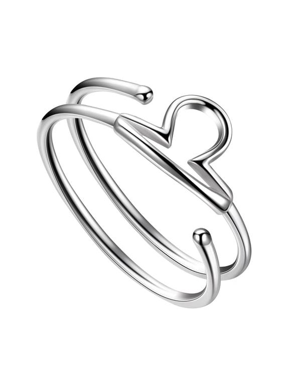 Zodiac Sign Libra Ring 925 Sterling Silver Adjustable Band Women September October Birthday Gift Celestial Constellation Jewelry Juwaliy