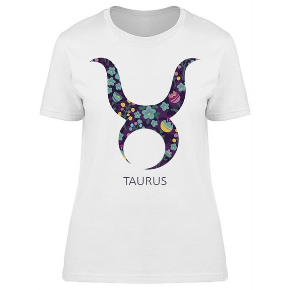 Zodiac Sign Taurus Florall T-Shirt Women -Image by Shutterstock, Female XX-Large