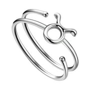 Zodiac Sign Taurus Ring 925 Sterling Silver Adjustable April May Constellation Zirconia Girls Women Jewelry Gift Aurora Tears