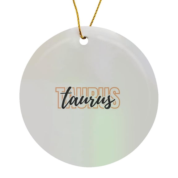 3drose, Zodiac Sign - Taurus Text, Circle Porcelain Ornament